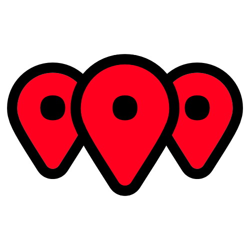 three red location markers